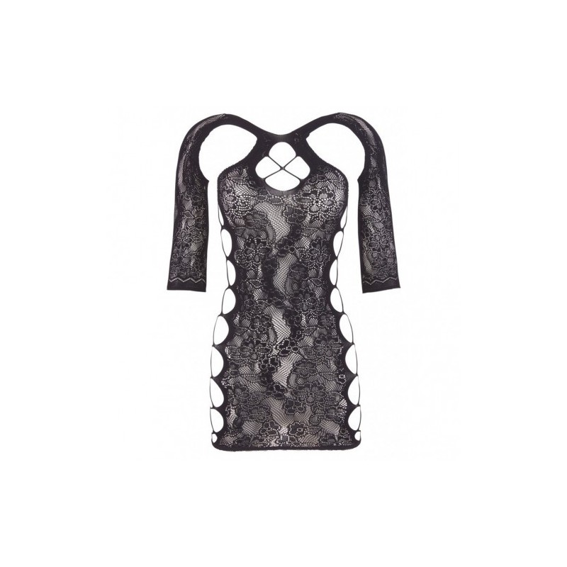 Προβοκατόρικο μινι δαντελενιο σέξι φόρεμα με διασταυρούμενους πλαινούς ιμαντες