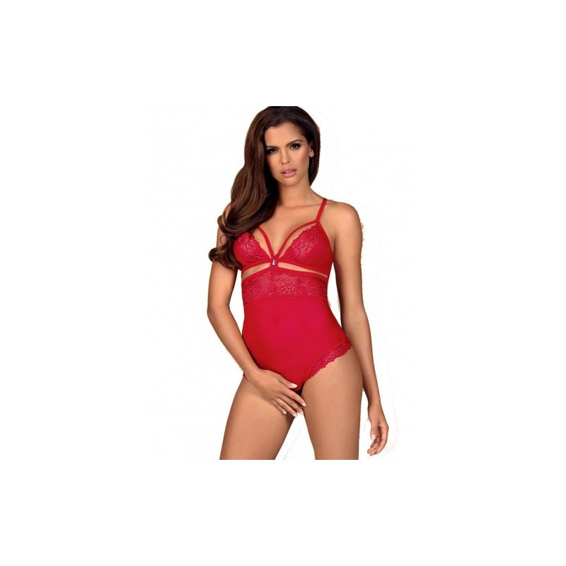Obsessive Sensual Crotchless Teddy Red