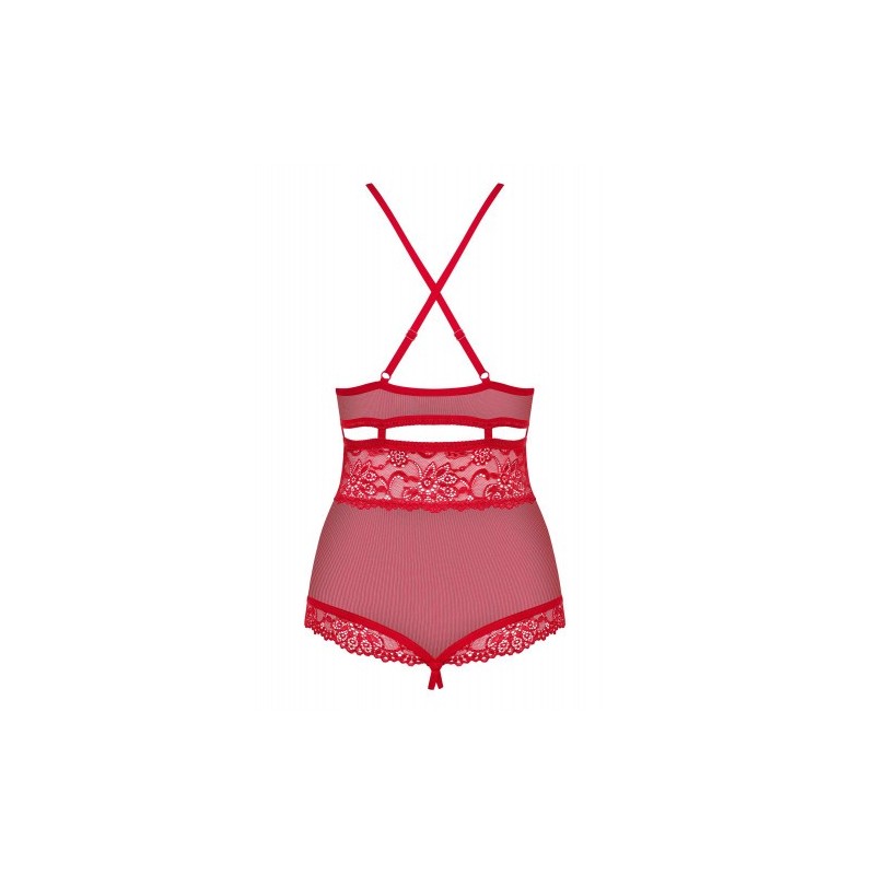Obsessive Sensual Crotchless Teddy Red