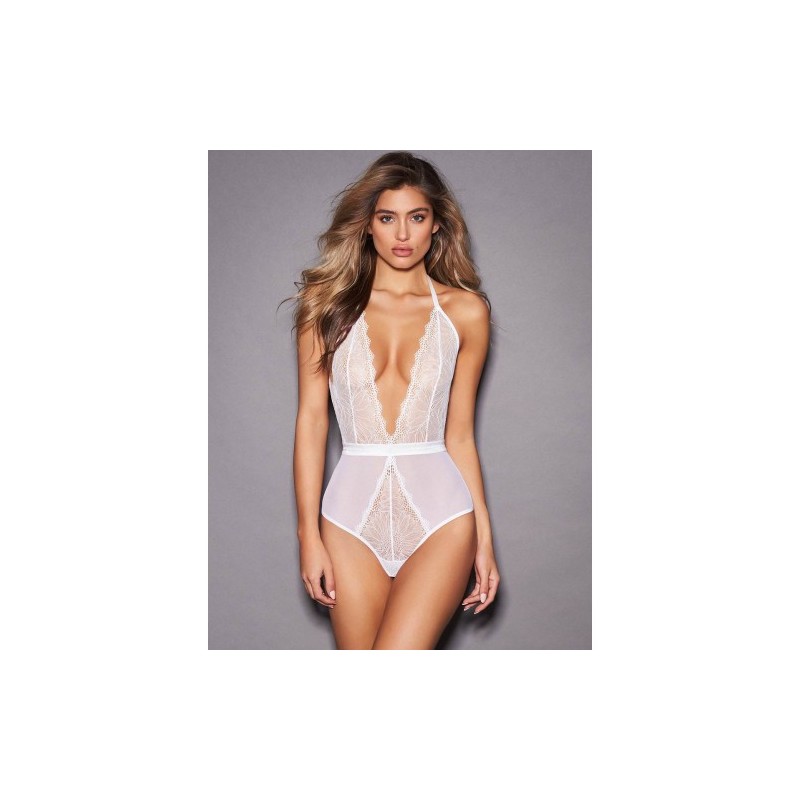 White Teddy Lingerie with Lace Front