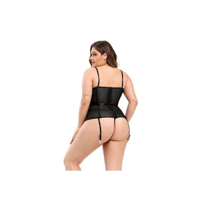 Plus Size Deluxe Black Corset with Suspenders