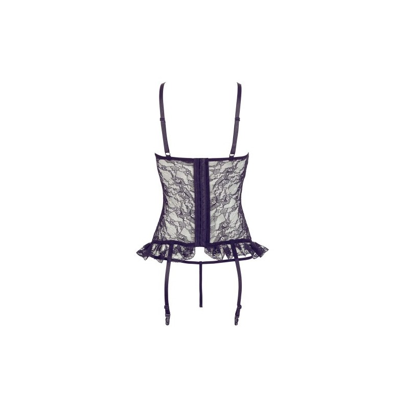 Floral Lace Basque with Suspenders and String