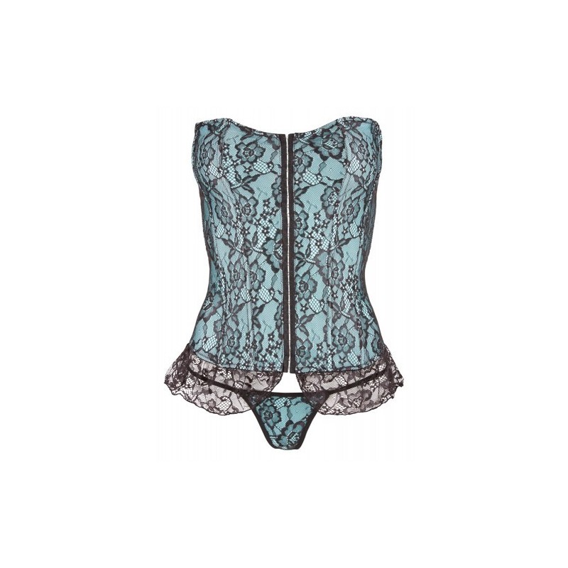 Green Satin-Lace Corsage Top with String