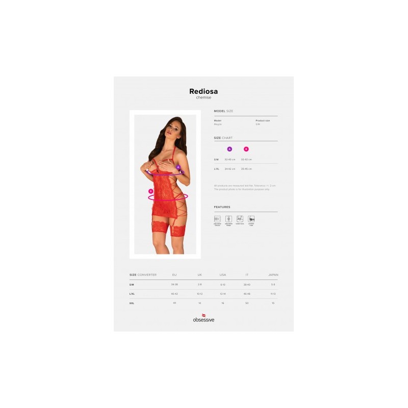Τολμηρό Εξώστηθο Νυχτικό με Στρίνγκ Obsessive Rediosa