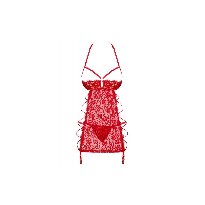 Τολμηρό Εξώστηθο Νυχτικό με Στρίνγκ Obsessive Rediosa