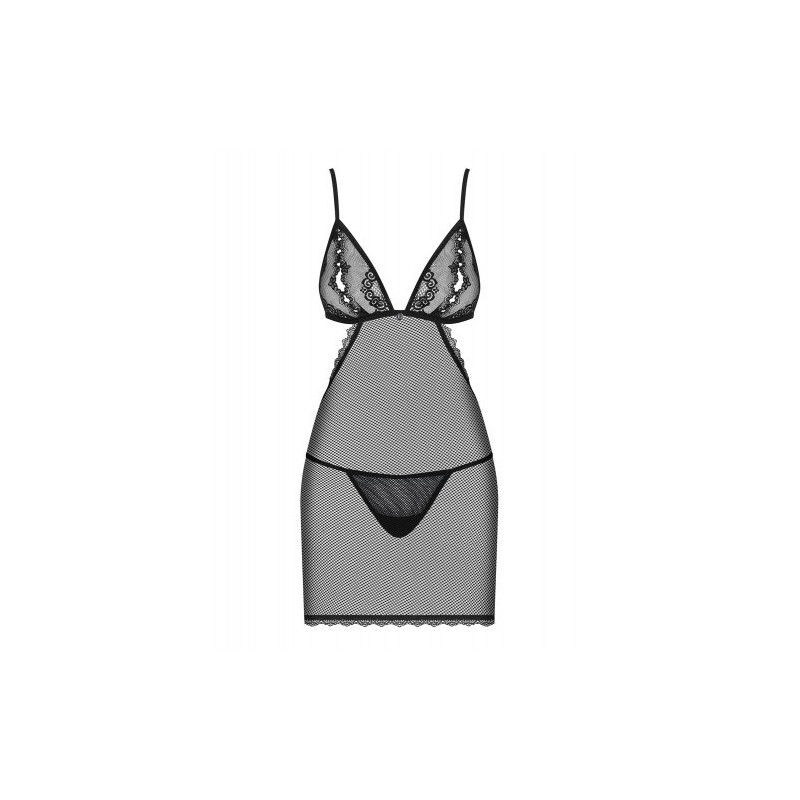 Κομψό Μαύρο Νυχτικό με στρίνγκ Obsessive Millagro