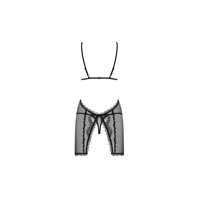 Κομψό Μαύρο Νυχτικό με στρίνγκ Obsessive Millagro