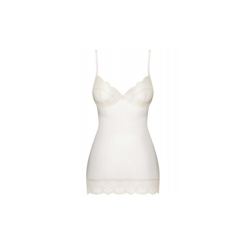 Obsessive White Chemise with Lace Cups and Thong