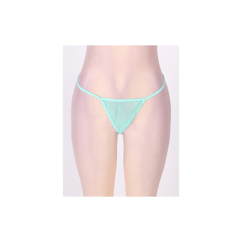 Plus Size Polka Dot Babydoll with String Green