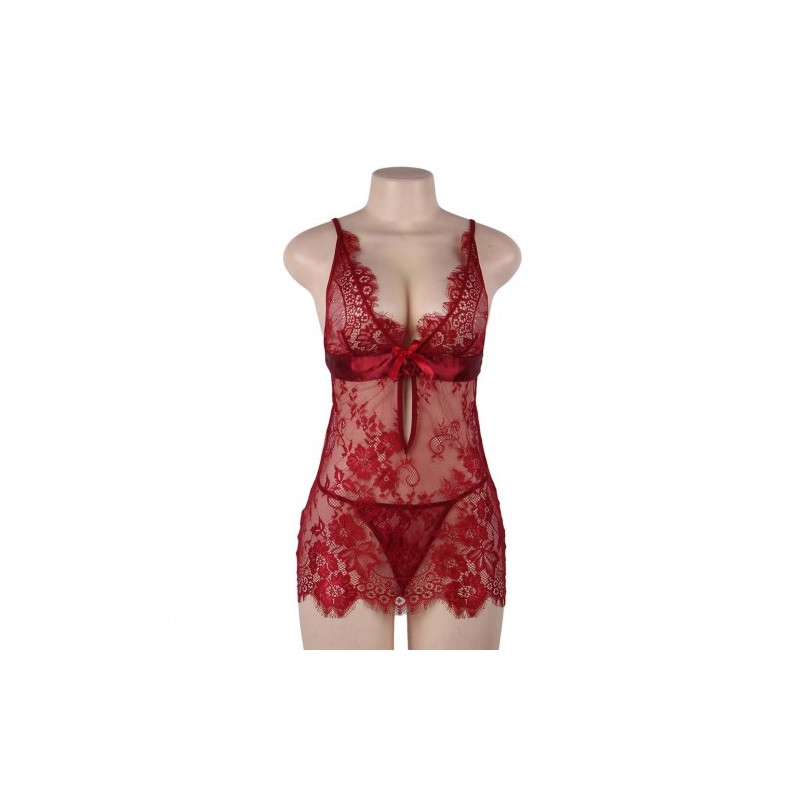 Please Me Red Babydoll with String