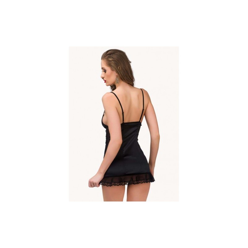Bonny Black Satin Chemise