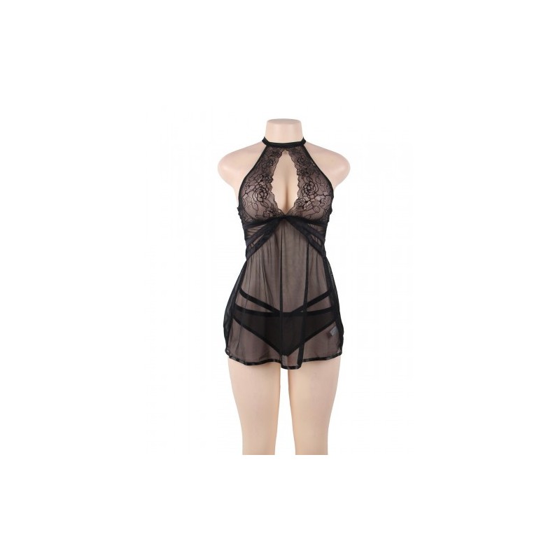 Adore Me Black Chemise with Thong