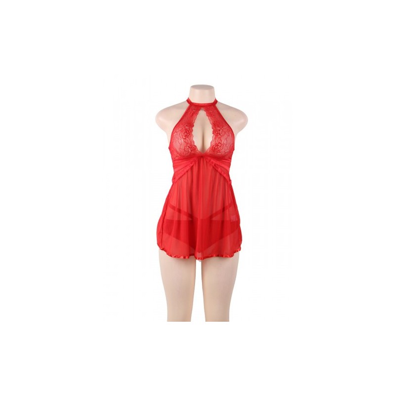 Hot Red Flyaway Chemise with Thong