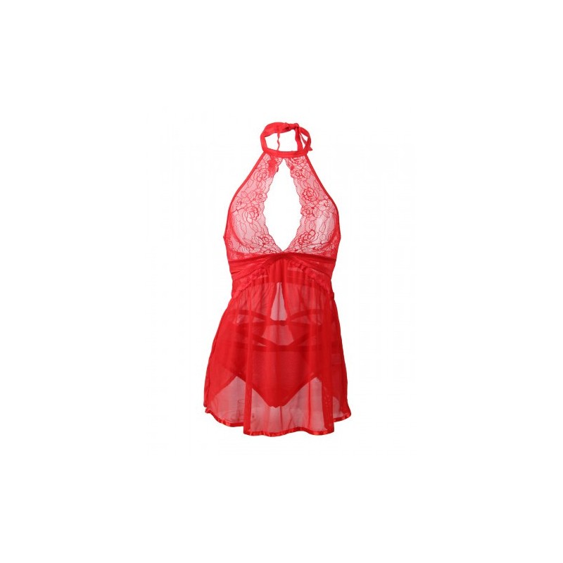Hot Red Flyaway Chemise with Thong