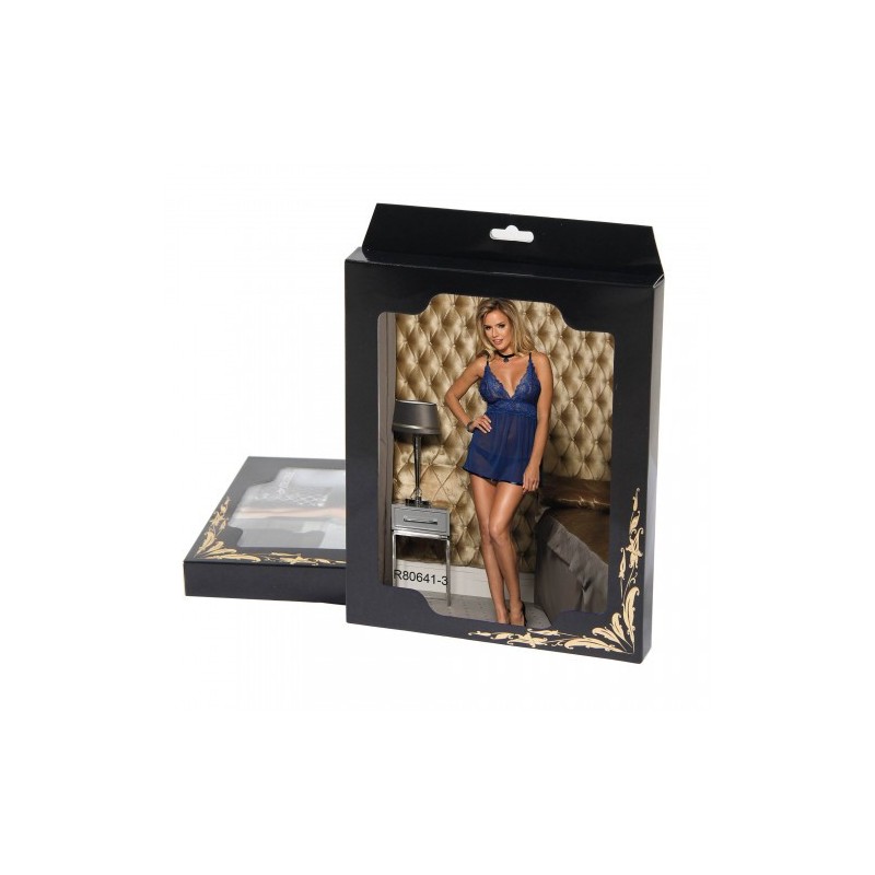 Blue Mesh Chemise with String