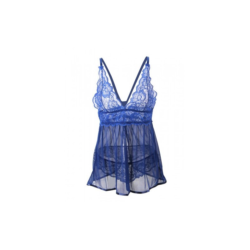 Blue Mesh Chemise with String