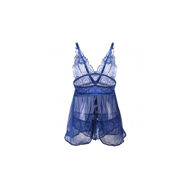 Blue Mesh Chemise with String