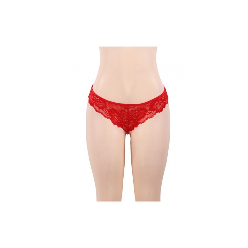 Love Me Mesh Chemise with Lace String Red