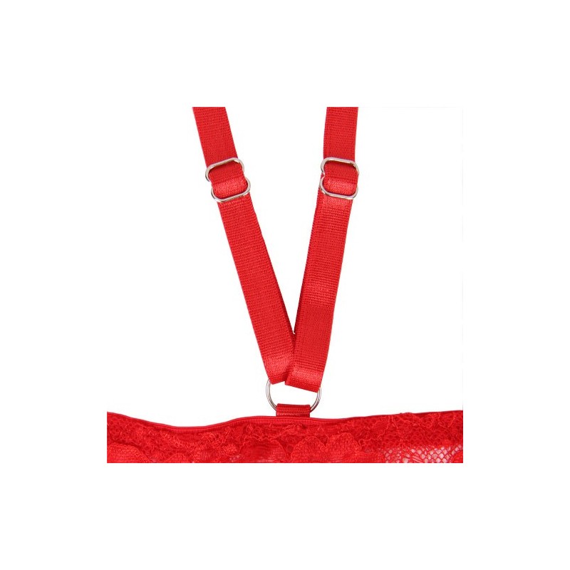 Love Me Mesh Chemise with Lace String Red