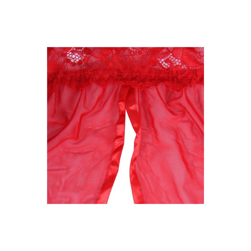 Love Me Mesh Chemise with Lace String Red