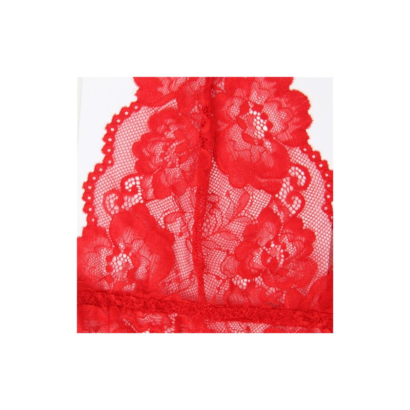 Love Me Mesh Chemise with Lace String Red