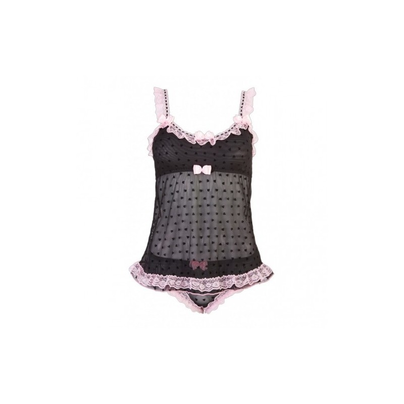 Heart Printed Babydoll with Panties