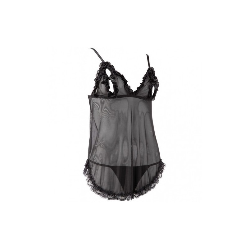 Προκλητικό σετ μαύρο διαφανές Babydoll με ασορτι στρινγκ