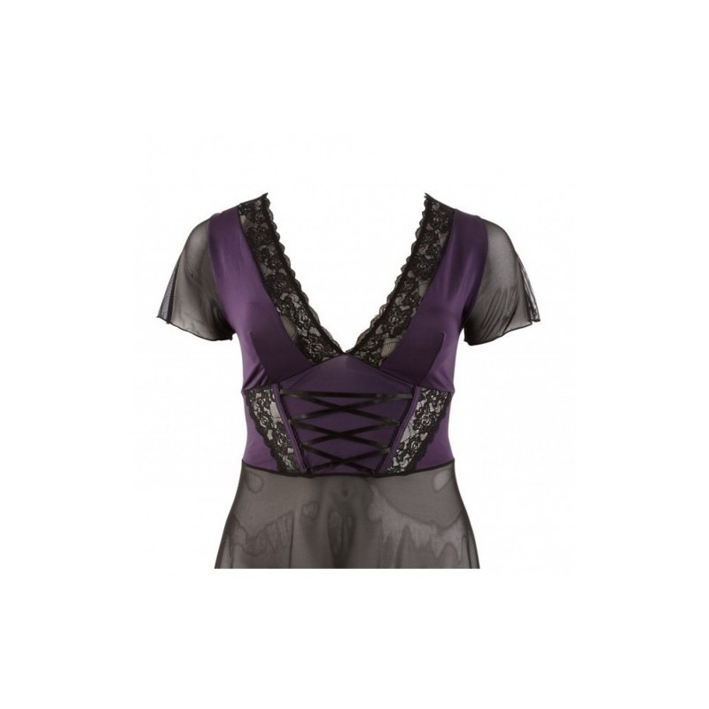 Plus size Ημιδιάφανο Φόρεμα με μώβ σέξη Λεπτομέρειες