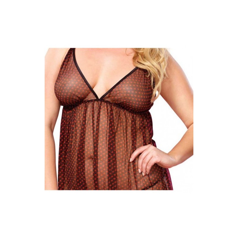 Plus size Chemise with Red Hearts