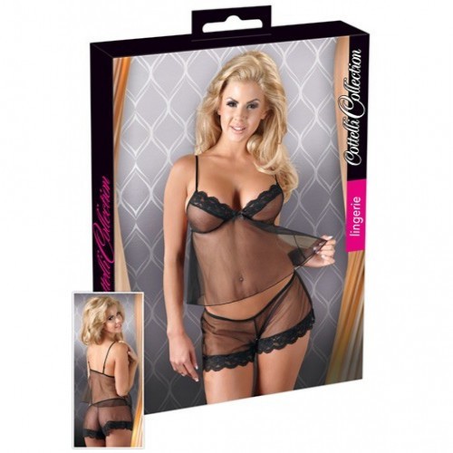 Translucent Black Babydoll Set