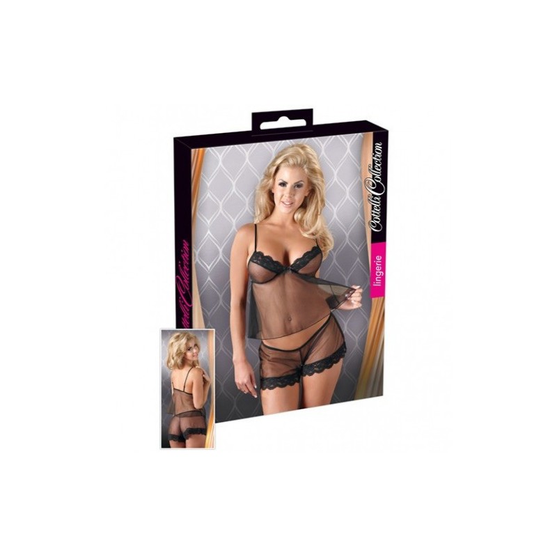 Translucent Black Babydoll Set