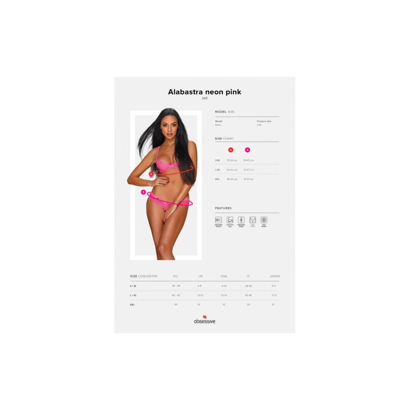 Αισθησιακό Ροζ Σετ Εσωρούχων XXL Obsessive Alabastra