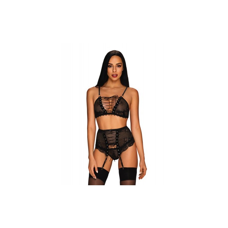 Μαύρο Σετ Εσωρούχων με Ζαρτιέρα Obsessive Basitta
