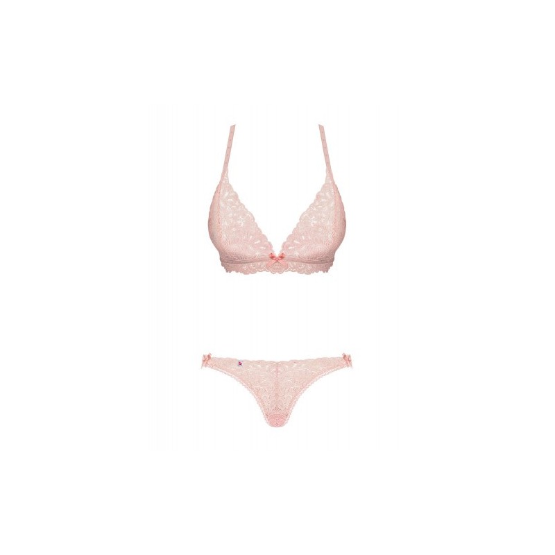 Ροζ Σετ Εσωρούχων με δαντέλα Obsessive Delicanta