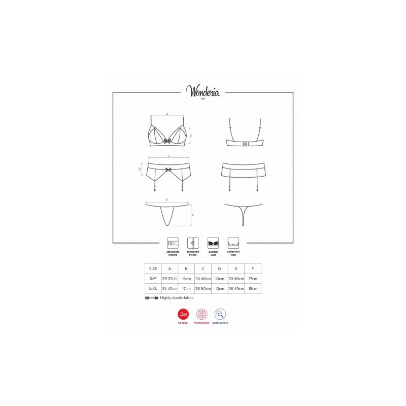 Obsessive Wonderia Τολμηρό Σετ Εσωρούχων 3 τμχ