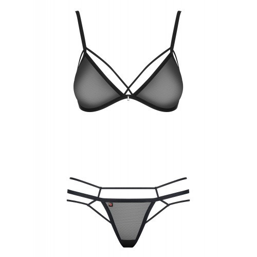 Obsessive See-Through Black Bra with Thong