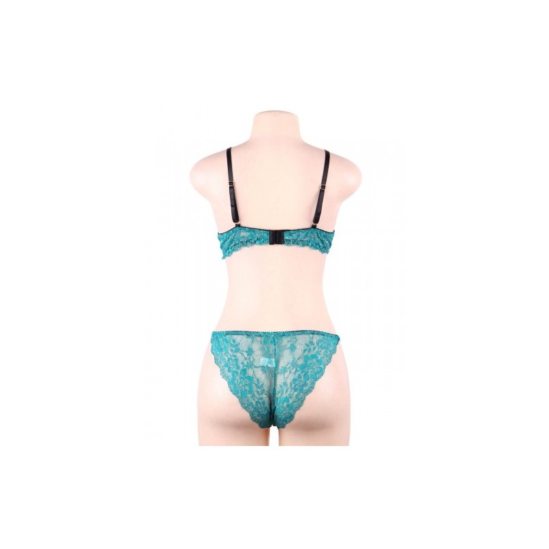 Turquoise Lace Strappy Bra set