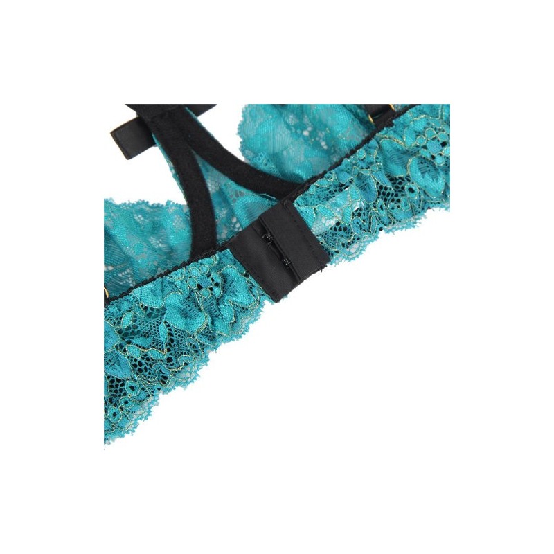 Turquoise Lace Strappy Bra set