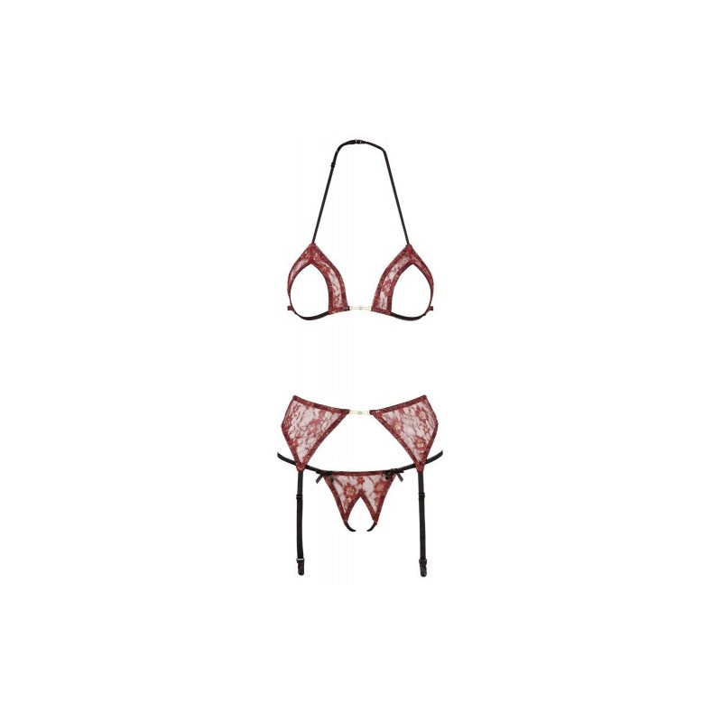 Abierta Fina Open Cup Bra Set with Suspender