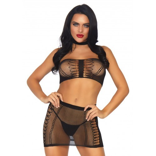 Bandeau top with mini skirt