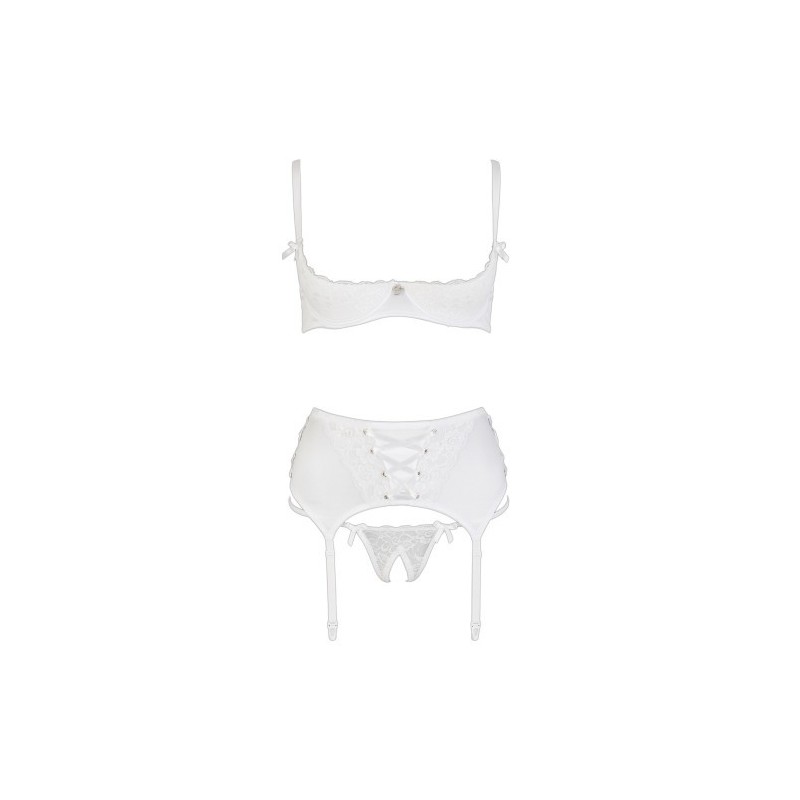 Delicate White Satin Bra with Sting and Suspender