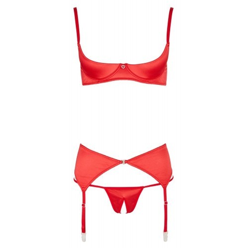 Passionate Red Shelf Bra Set