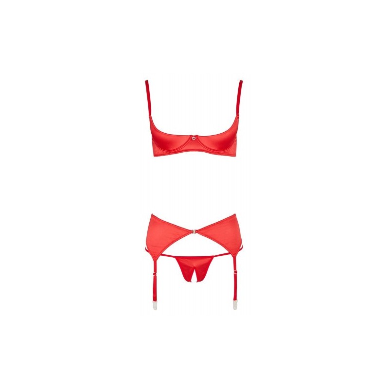 Passionate Red Shelf Bra Set
