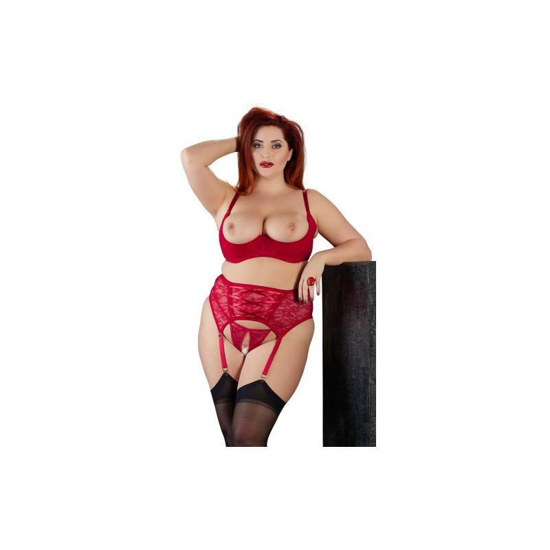 Σαγηνευτικά προκλητικό Cottelli Plus Size Δαντελένιο Κόκκινο σετ