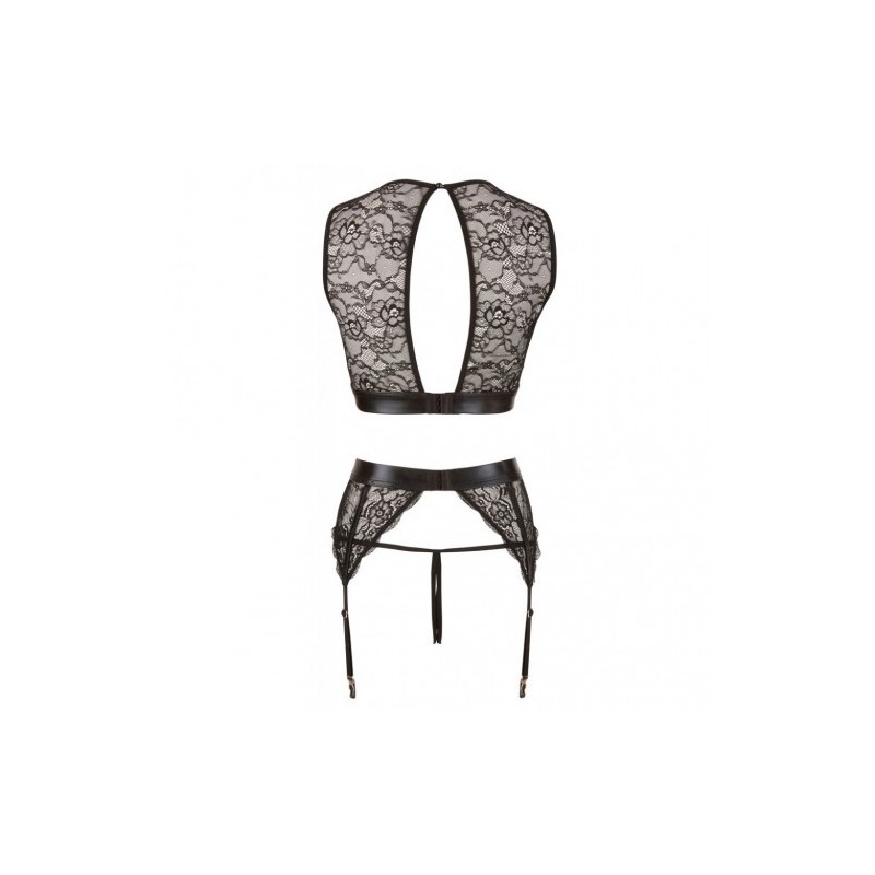 Μαύρο συνολάκι Σετ ζαρτιέρες με χειροπέδες