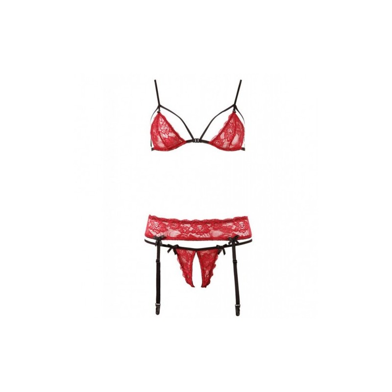 Red Lace Strapy Bra Set