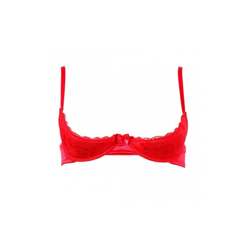 Erotic Satin Lace Red Bra Set