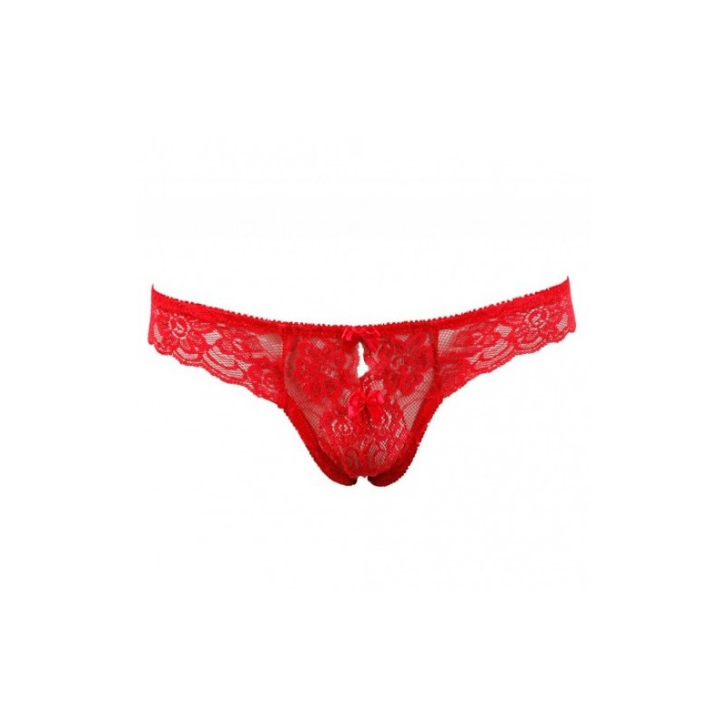 Erotic Satin Lace Red Bra Set