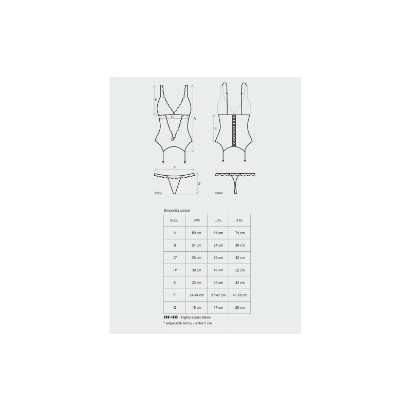Obsessive Κομψός κορσές με στρίνγκ XXL