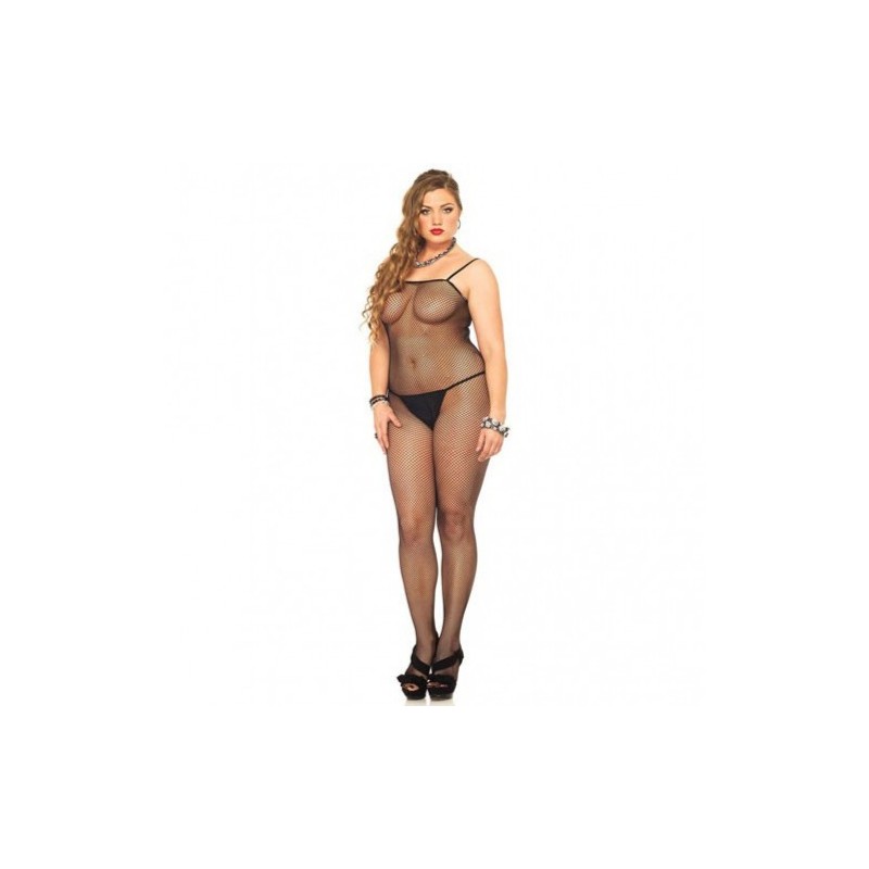 Plus Size Fishnet Bodystocking with Spagetti Strap